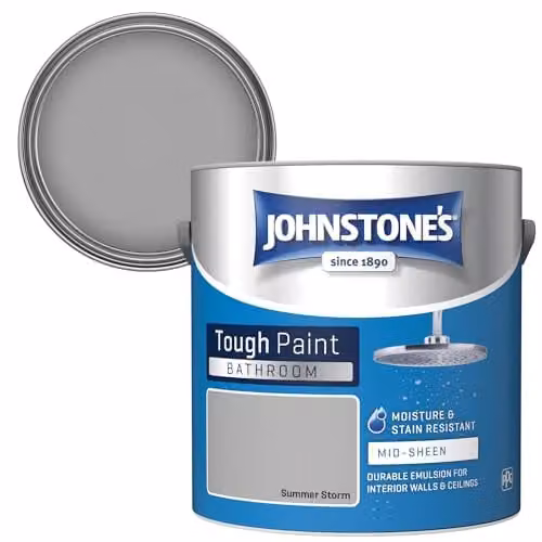 Johnstone's Summer Storm Grey Bathroom Wall and Ceiling Paint, 2.5L