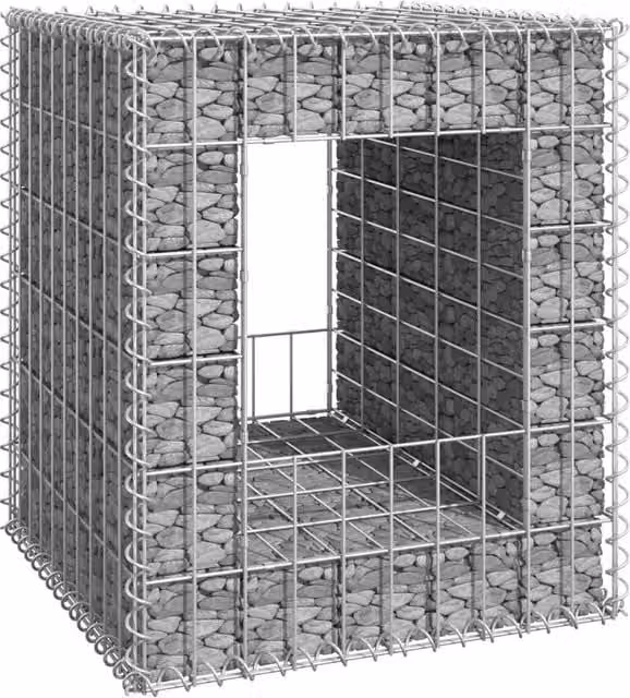 Berkfield Home Silver Steel Gabion Basket Post, W/D/H: 50 x 50 x 60 cm