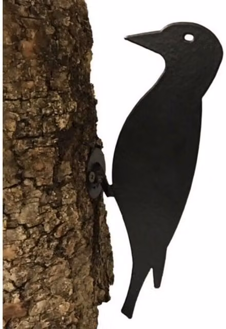 Poppyforge Woodpecker on Base Steel Sculpture in Black, W: 45.7 cm, H: 121.9 cm – 1