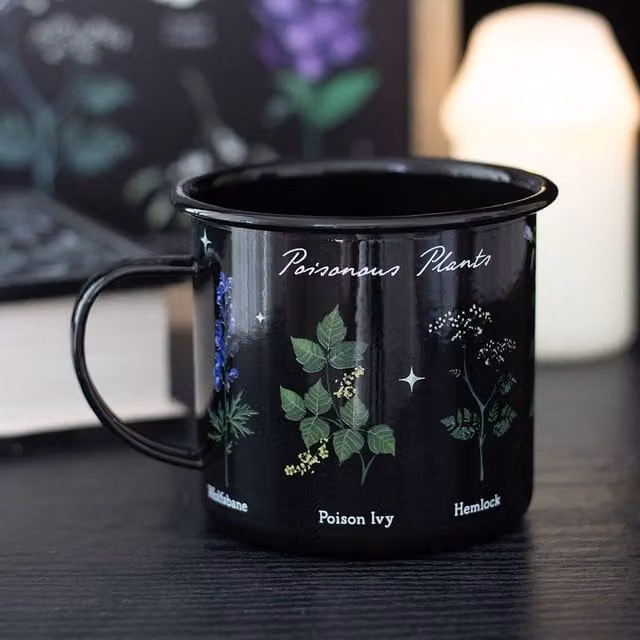 Uniqueful Poisonous Plants Enamel Mug, Black, 550 ml – 1