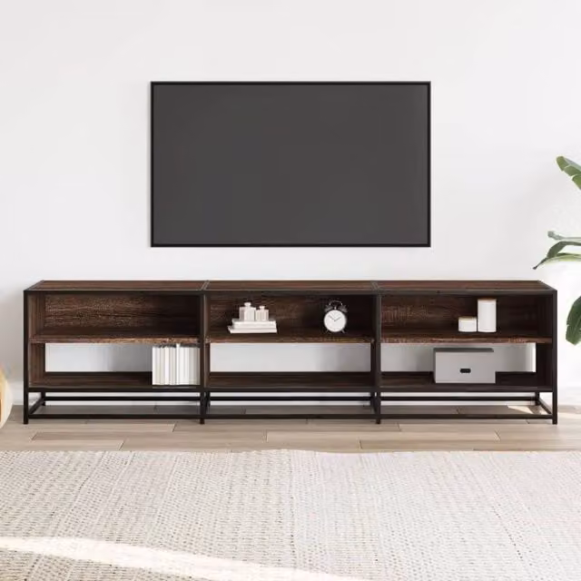 Berkfield Home Industrial TV Cabinet in Brown Oak, W/D/H: 180 x 40 x 46 cm – 1