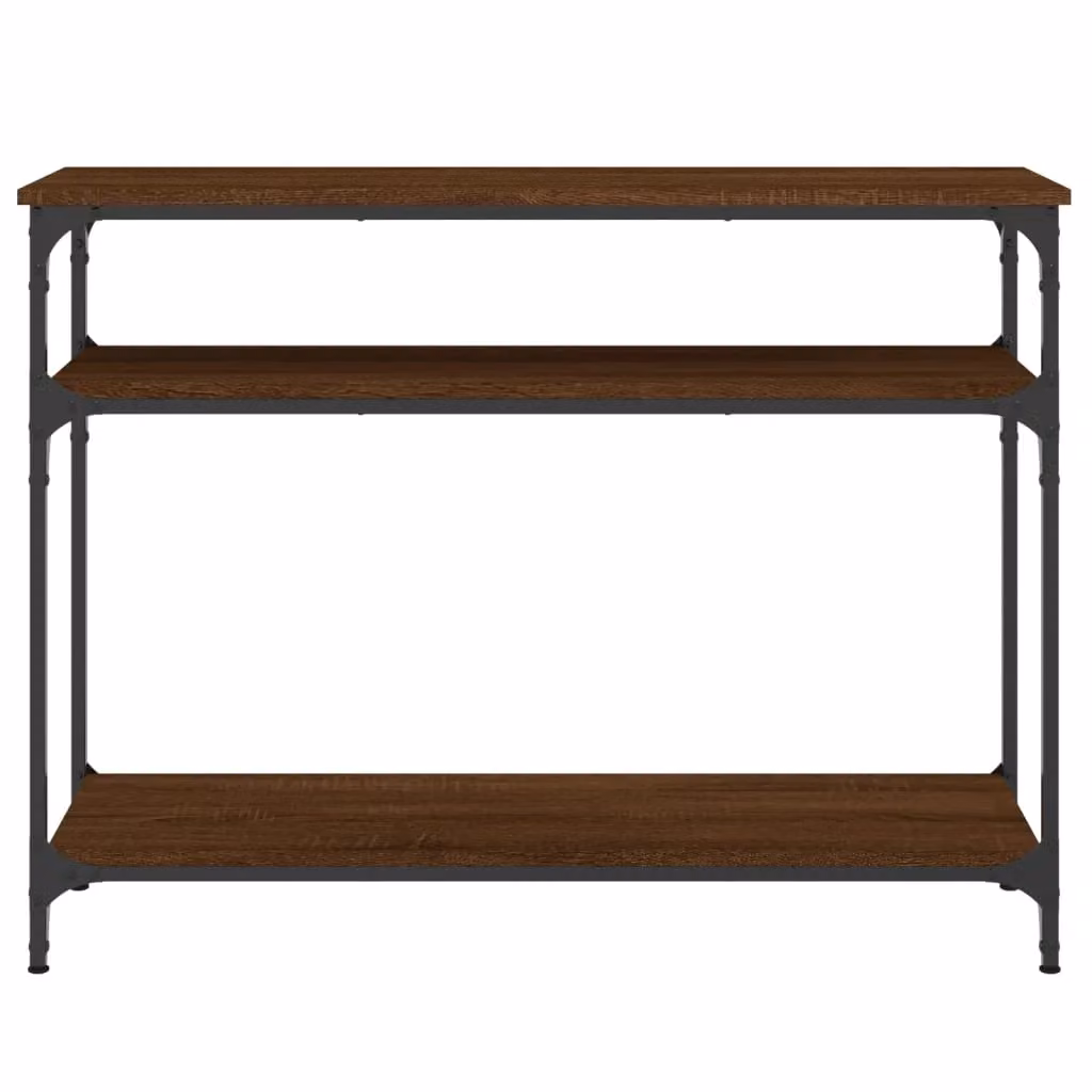 Berkfield Home Industrial Console Table in Brown Oak, W/D/H: 100 x 29 x 75 cm – 4