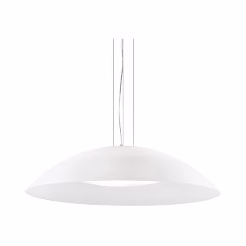 Netlighting Lena 3 Light Large Dome Suspended Ceiling Pendant in White and Chrome – 1