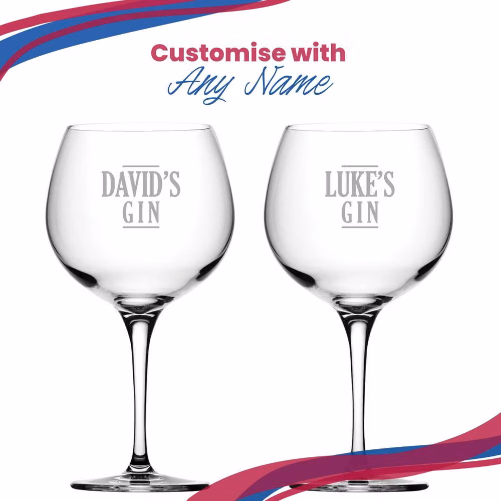 Uniqueful Personalised Primeur Gin Balloon Cocktail Glass with Serif Design in Clear – 3