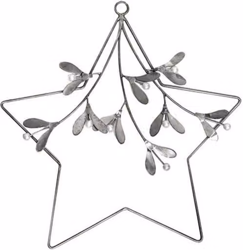 Lemon Pavilion Furniture and Decor Star Mistletoe Wreath in Grey Glass and Metal, H 31 x W 1.5 x D 31 cm – 1