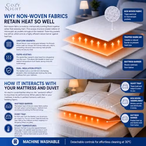 Cozy Night Double Electric Blanket in White, W/D/H: 140 x 200 x 192 cm – 5