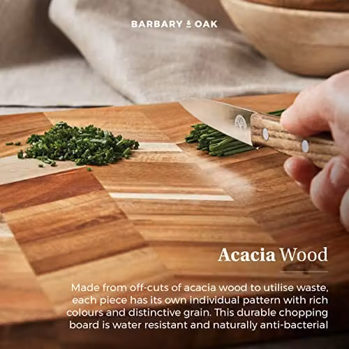 Barbary & Oak Chevron Square Acacia Wood Chopping Board, Red and Brown, W: 30.0 cm x D: 30.0 cm – 5
