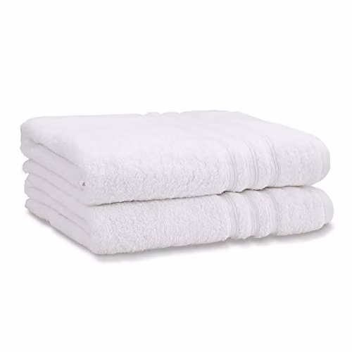 Catherine Lansfield White Cotton Fluffy Bath Sheet Pair, W: 90 cm, H: 140 cm – 1