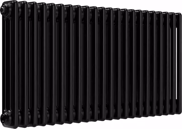 Lux Heat Black Horizontal 3 Column Traditional Steel Radiator, H: 50.0 cm, W: 101.0 cm