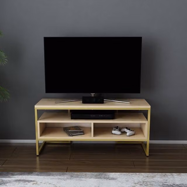 Decorotika Merrion Modern TV Unit in Gold and Oak