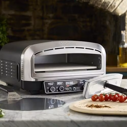 Cooks Professional Pizza Pro Maker 450 Silver Electric Portable Pizza Oven with 2200W Power and Dual Heating Controls – 5