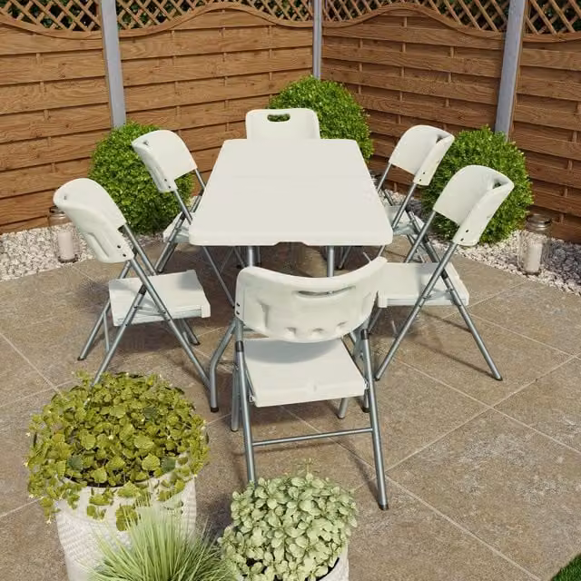 HD Designs Home Vida Folding Garden Table in White