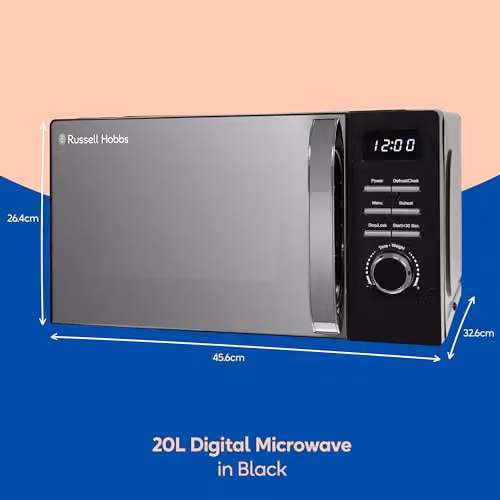 Russell Hobbs 20L Digital Solo Microwave 800W in Black with Timer and Automatic Programs RHMD818B – 2