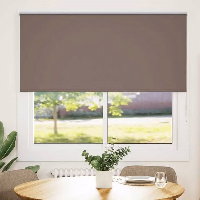 Berkfield Home Blackout Roller Blind in Brown Coffee Polyester, W: 150 cm, H: 130 cm