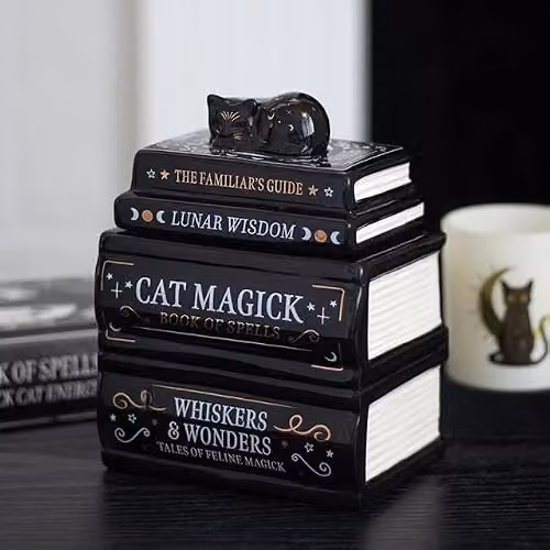 Something Different Wholesale Black Ceramic Stacked Spell Books Oil Burner for Tealights – 3