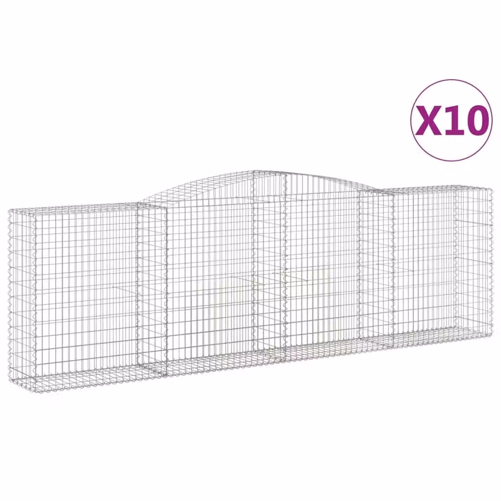 Berkfield Home Arched Gabion Baskets, 10 Pieces, Silver Galvanised Steel, W: 400 cm, D: 50 cm, H: 120/140 cm – 2