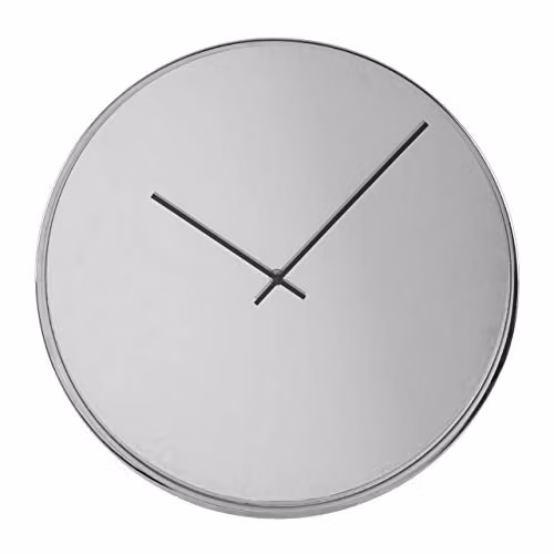 Premier Housewares Baillie Round Analog Wall Clock in Silver and Black with Chrome and Mirror Finish, Diameter: 40 cm – 2