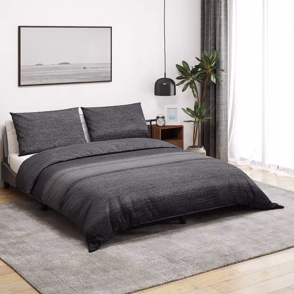 Berkfield Home Elegant Cotton Duvet Cover and Pillowcase Set, Grey, W/D/H: 200 x 200 cm and 80 x 80 cm – 2