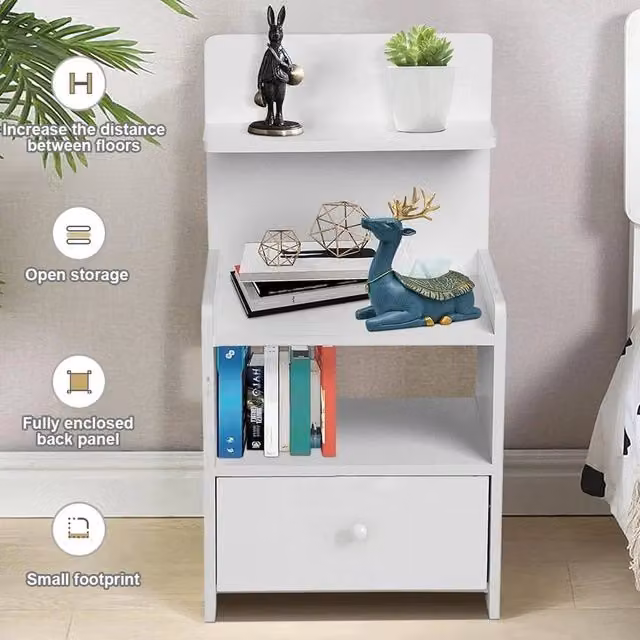 Hinsinc Modern White Drawer Storage Bedside Nightstand Cabinet – 1