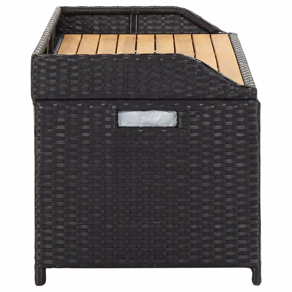 Berkfield Home Garden Storage Bench in Black Poly Rattan – 4