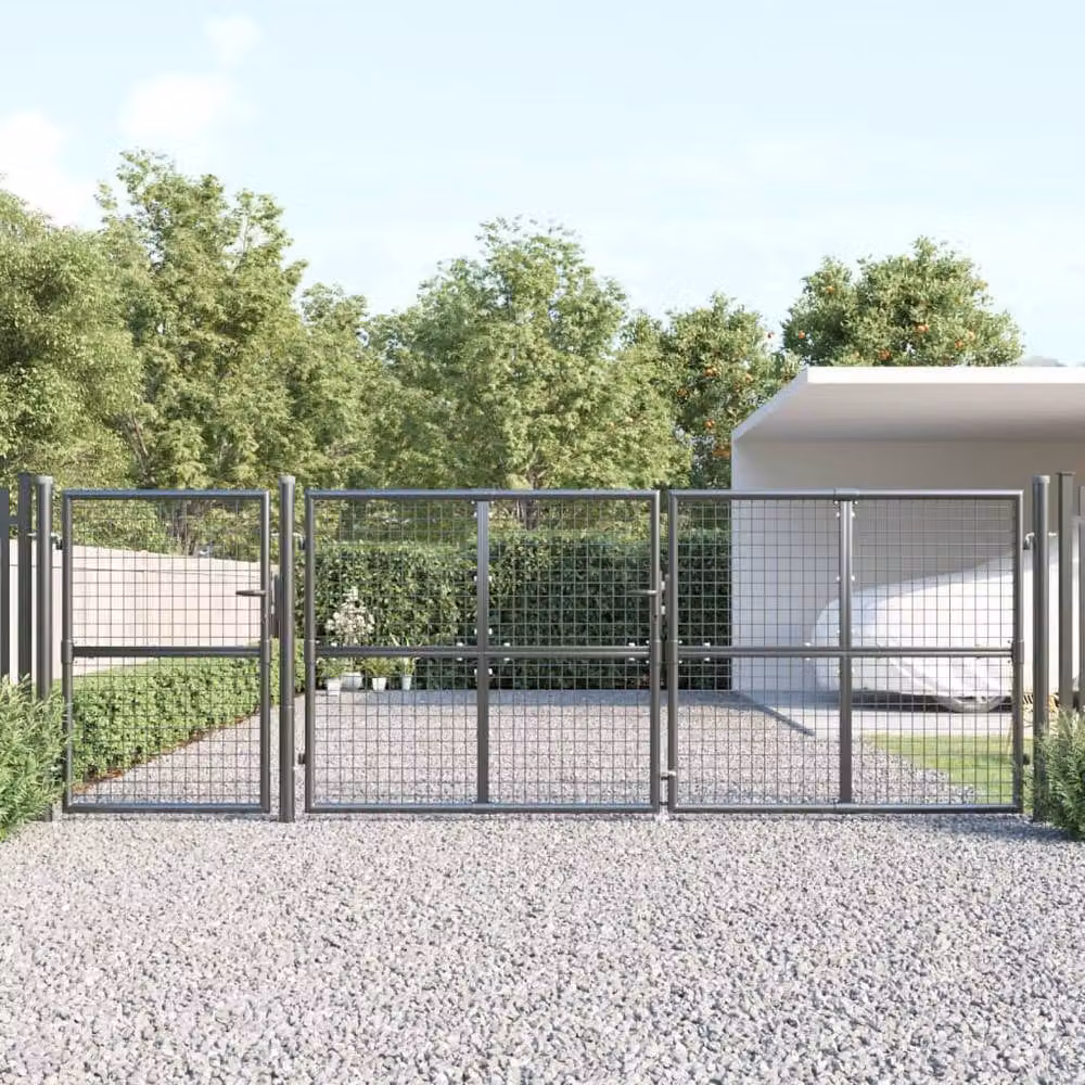 Berkfield Home Anthracite Mesh Swing Garden Gate in Galvanised Steel, W: 400 cm, H: 175 cm – 2