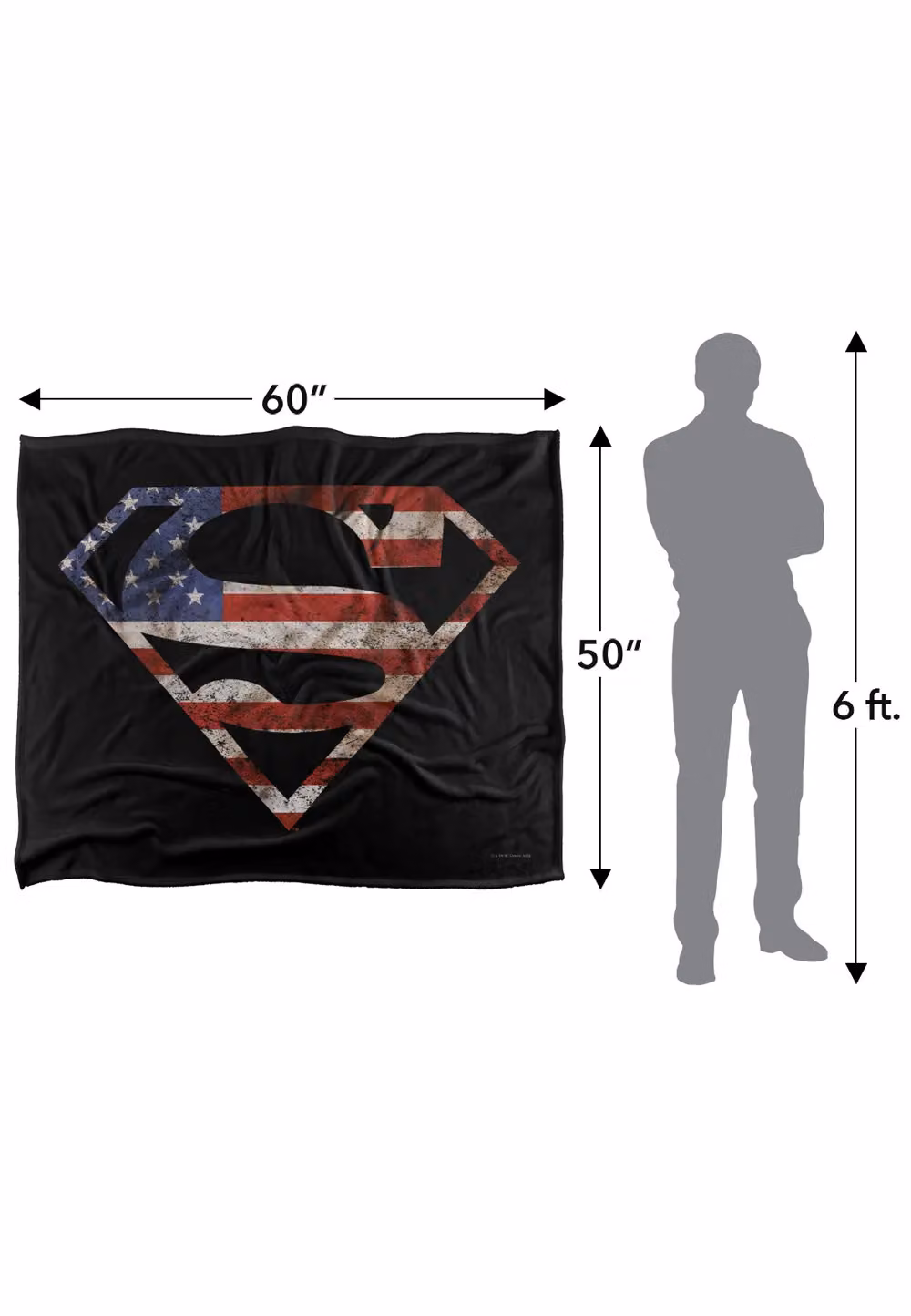 DC Comics Superman Super Patriot Silky Touch Super Soft Throw Blanket, White, W/D/H: 152 x 127 cm – 9