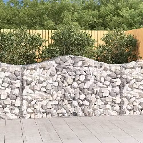 vidaXL Arched Gabion Baskets, 20 Pieces, Silver Galvanised Steel, W: 200 cm, D: 50 cm, H: 100-120 cm – 2
