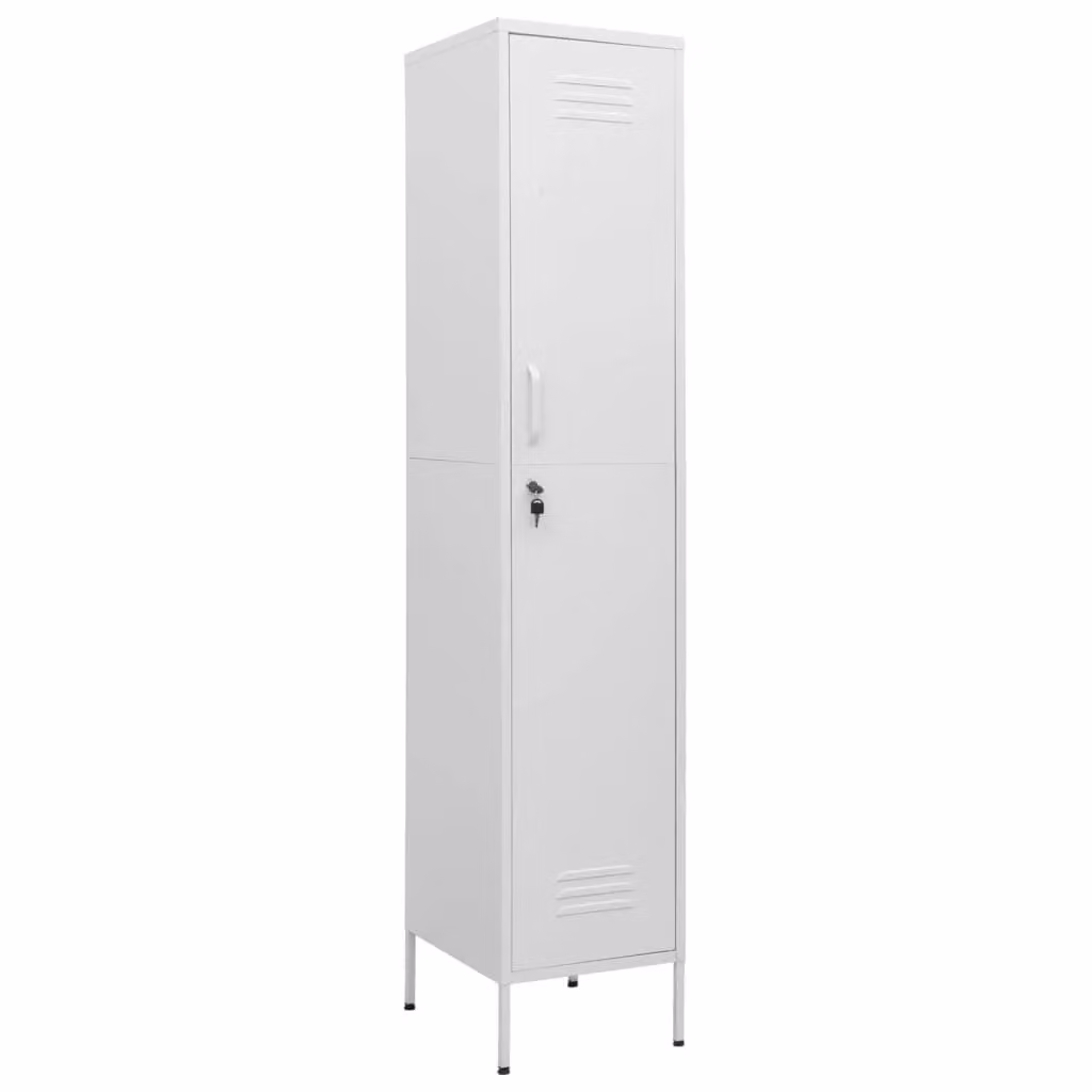 Berkfield Home White Metal Freestanding Locker Cabinet with Internal Shelves and Lock, W/D/H: 35 x 46 x 180 cm – 2