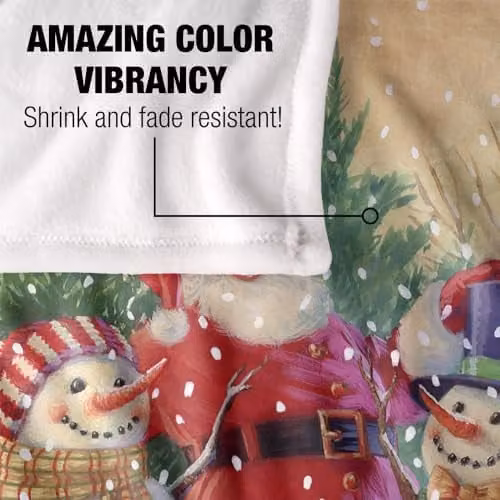 JQ Licensing Santa and Snowmen Christmas Friends Silky Touch Super Soft Fleece Throw Blanket, Multicolour, W: 91 cm, D: 147 cm – 2