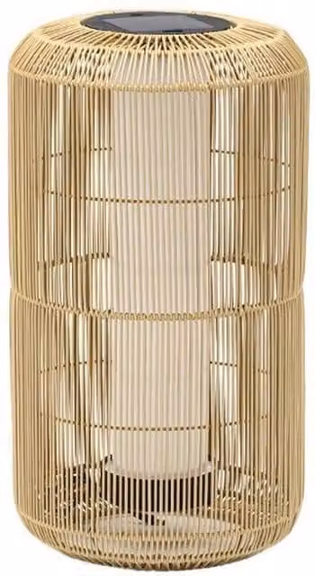 K LIVING Rao Large Rattan Solar Rechargeable LED Lantern in Brown – 1