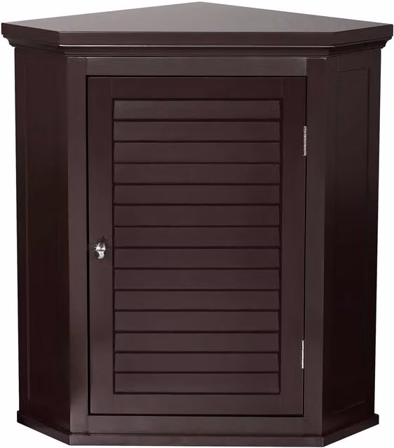 Teamson Home Wooden Bathroom Corner Cabinet Wall Unit in Brown