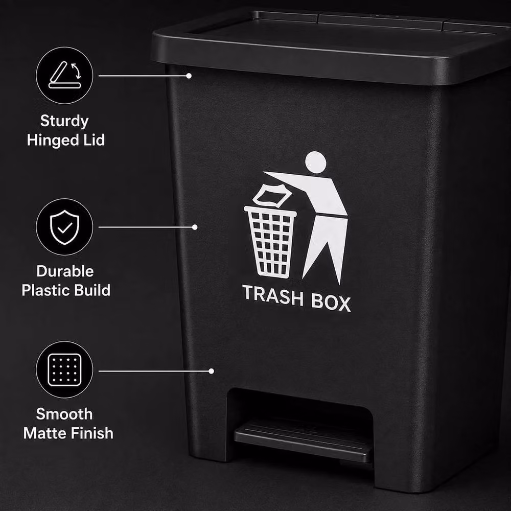 FORGEVIO 80 Litre Black Plastic Pedal Bin for your Kitchen – 4