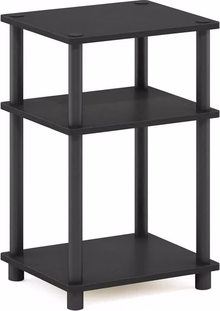 FORGEVIO 3-Tier Open Shelves Side Bedside End Table in Black