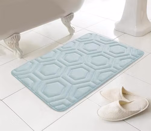 COUNTRY CLUB HomeSpace Direct Geo Memory Foam Bath Mat Blue W: 43 cm, D: 61 cm