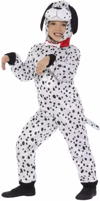 Smiffys Dalmatian Bodysuit for Children, White, Black and Brown