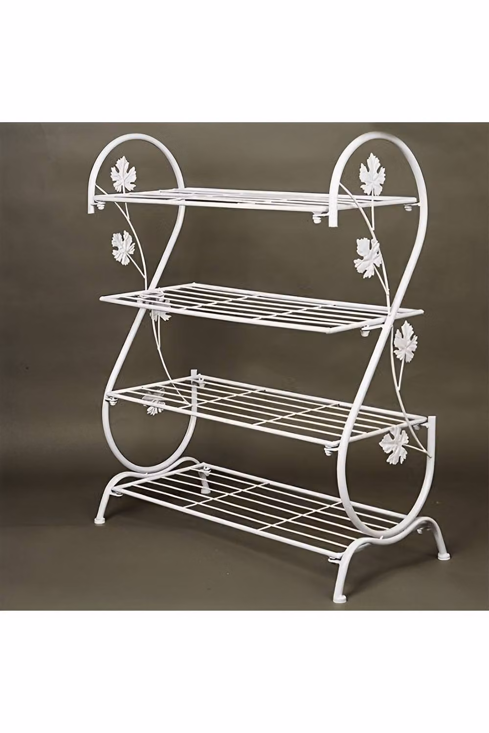 Living and Home 4-Tier White Metal Vintage S-Shape Freestanding Shoe Rack – 3