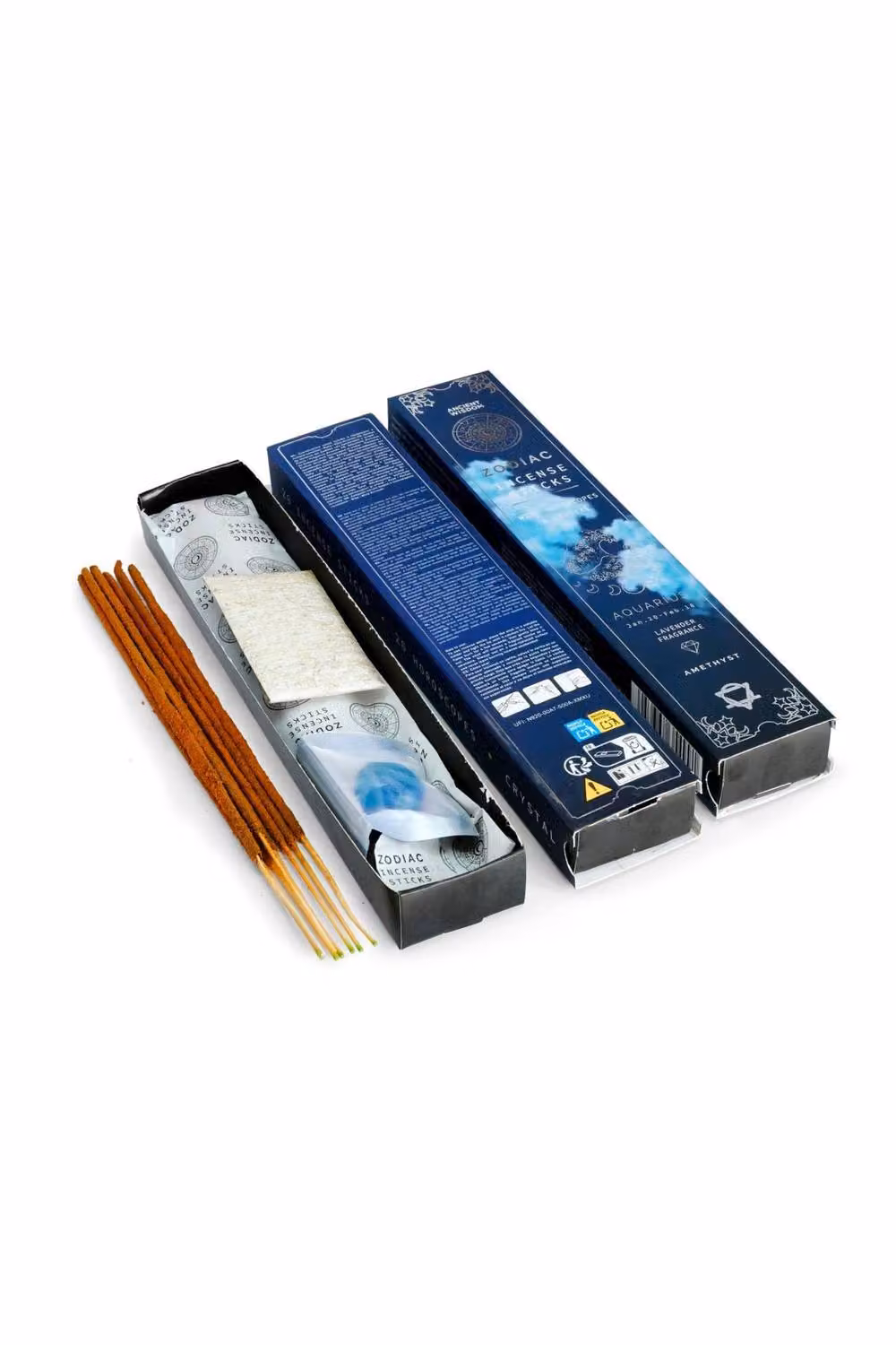 KDMD Aquarius Lavender Zodiac Incense Set with Amethyst and Daily Horoscopes in Brown – 2