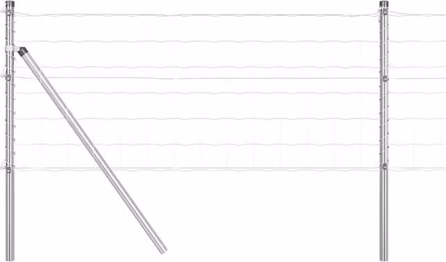 Berkfield Home Euro Fence with 13 Posts, Galvanised Steel, Silver, 0.6 x 25 m