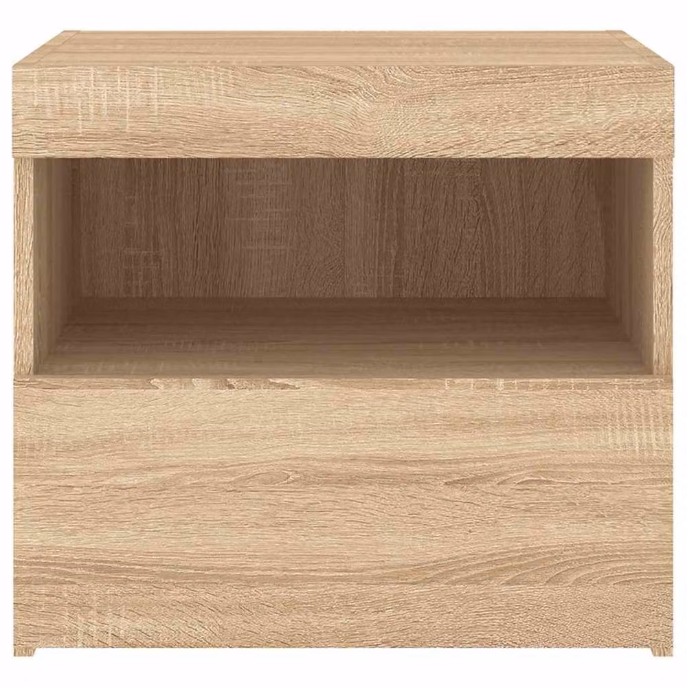 Berkfield Home Beautiful Bedside Cabinets with Integrated LED Lights, 2 Pack, Sonoma Oak, Beige, W: 50 cm, D: 40 cm, H: 45 cm – 3