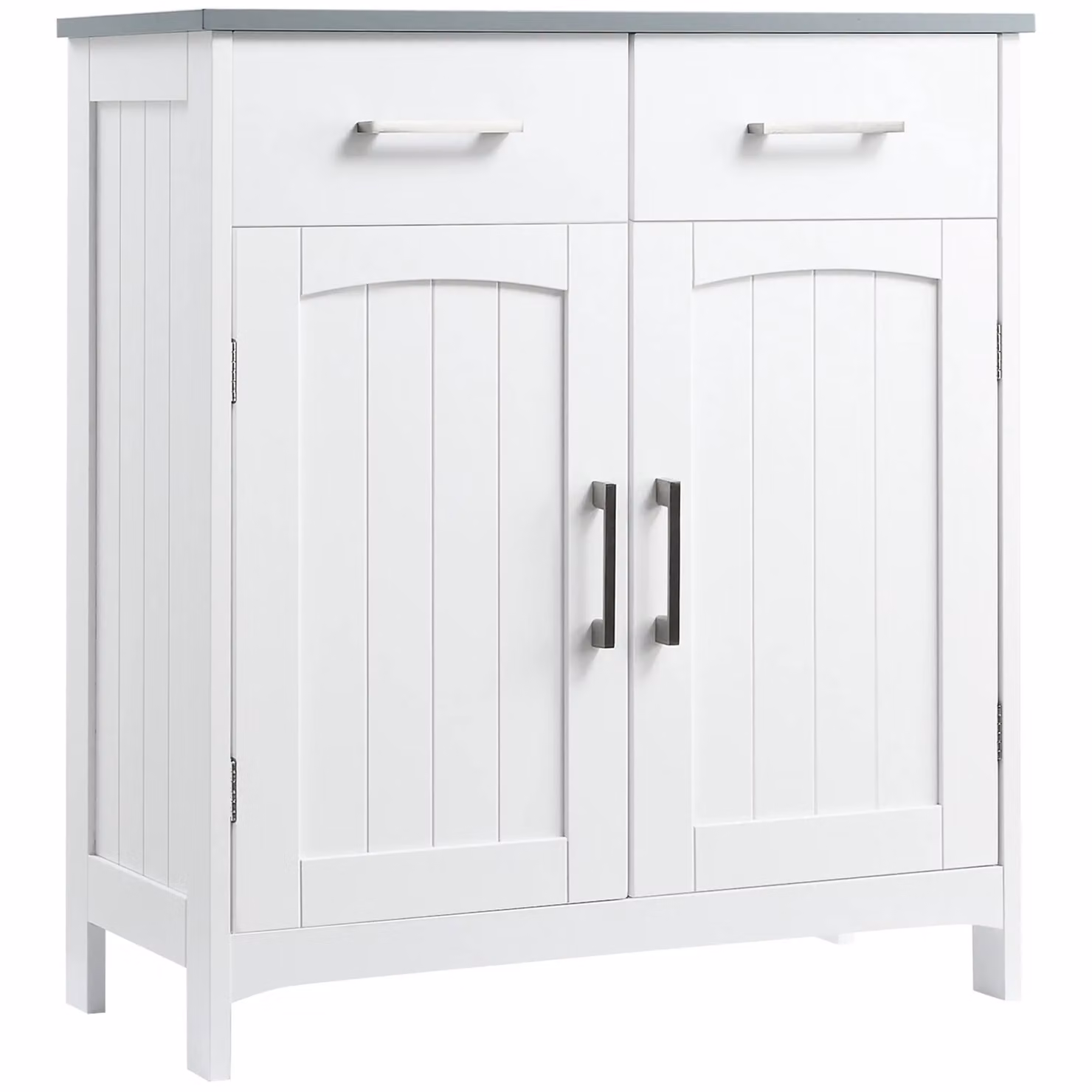 Kleankin White Free Standing Bathroom Floor Cabinet with 2 Drawers – 2