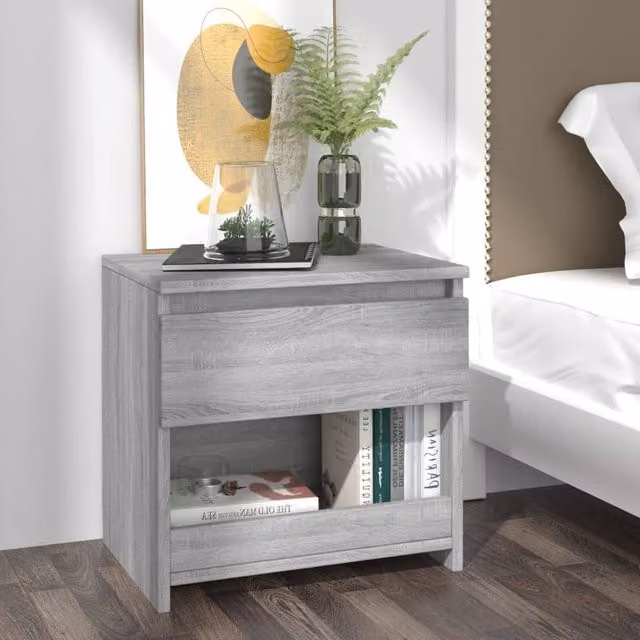 Berkfield Home Grey Sonoma Bedside Cabinet W/D/H: 40 x 30 x 39 cm