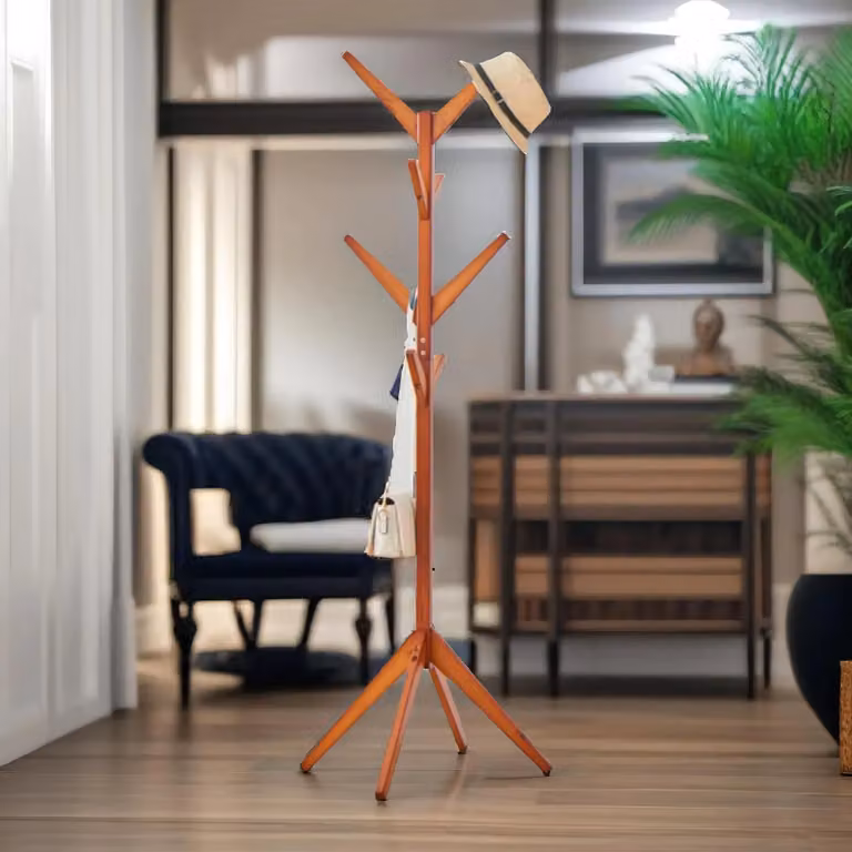 Rafaelo Mobilia White Wooden Coat Stand with 8 Hooks