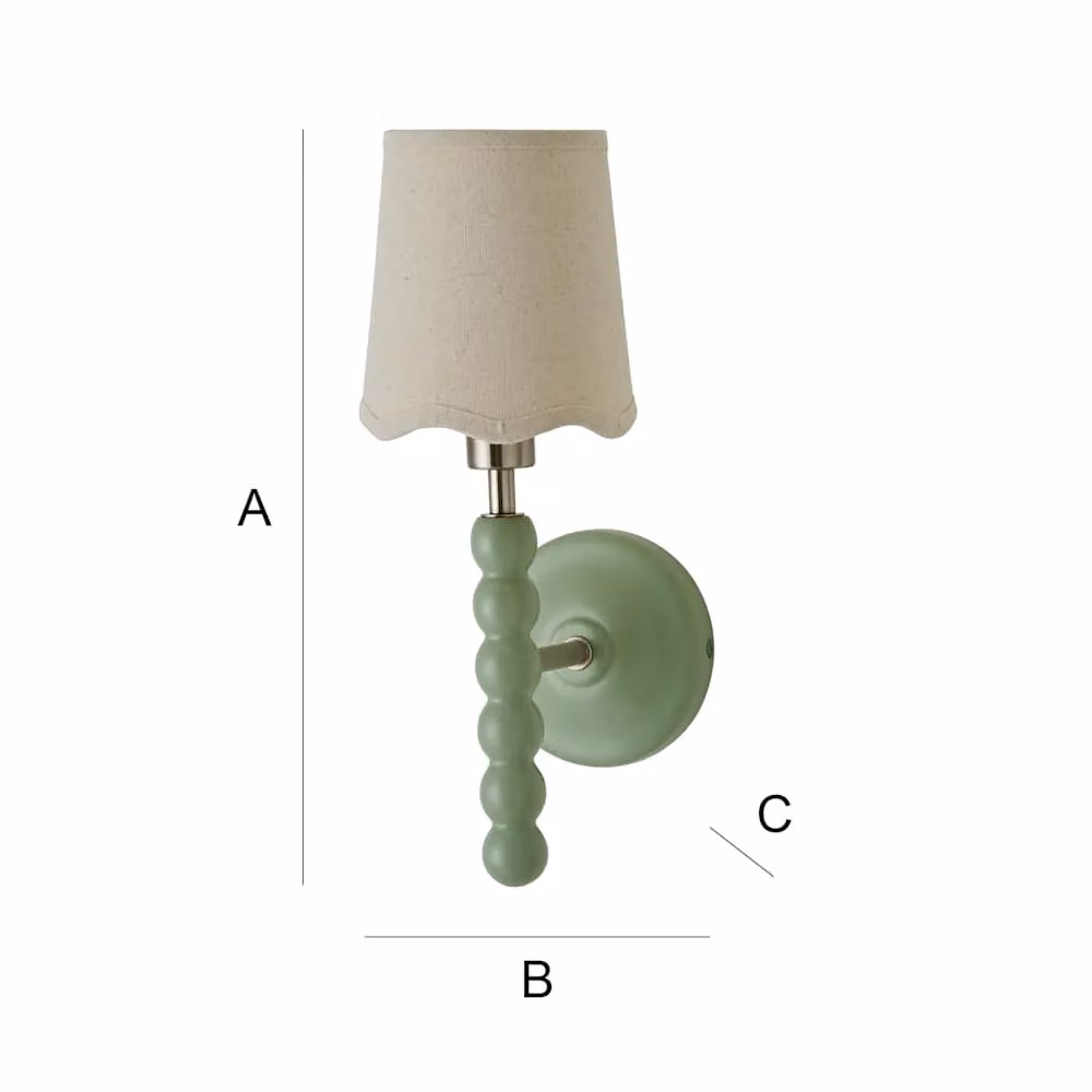 ValueLights Bobbins Pair of Green Wall Lights with Fabric Shades – 4