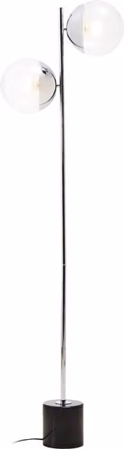 Orsina Silver Metal and Glass Minimalist Floor Lamp with Sphere Design