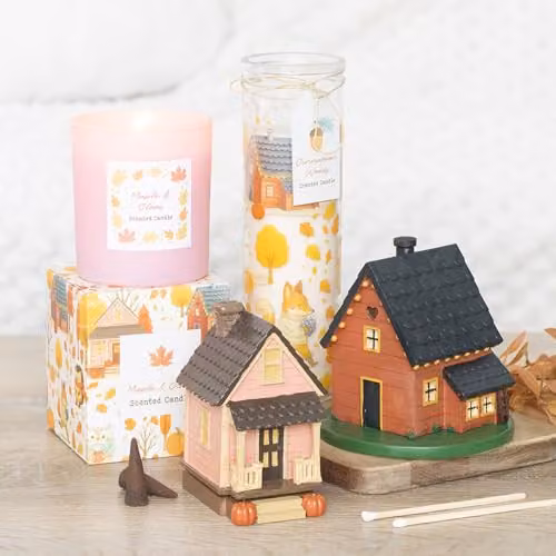 Something Different Wholesale Pink Ceramic House Incense Cone Burner with Pumpkins for Autumn and Halloween – 5
