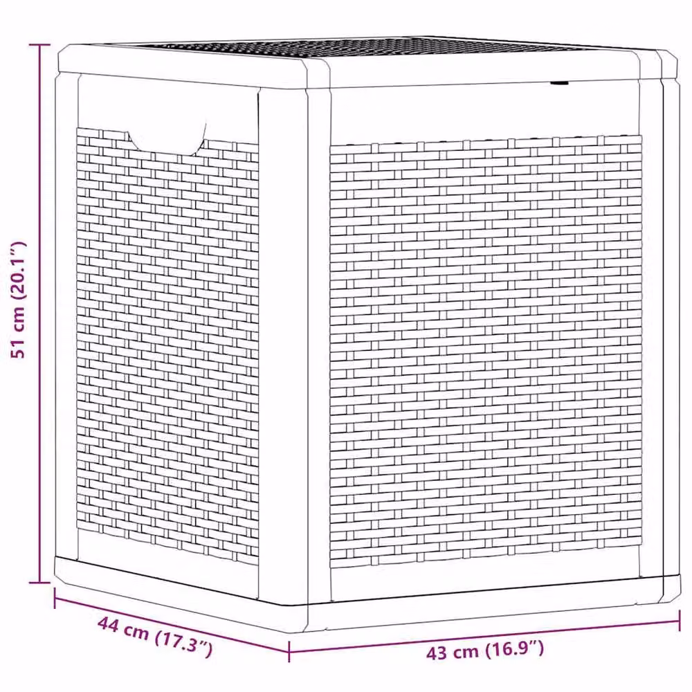 Berkfield Home Grey Rattan Style Garden Storage Box, 90 L, W/D/H: 51 x 44 x 43 cm – 4