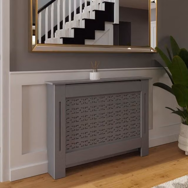FWStyle Geometric Pattern Grey MDF Radiator Cover, Width: 112 cm