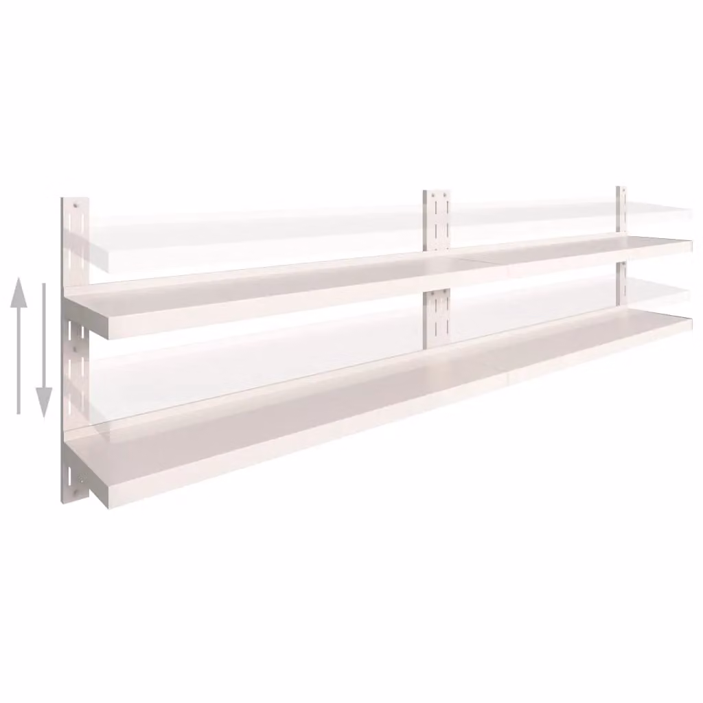 Berkfield Home 2-Tier Floating Wall Shelves, 2-Piece Stainless Steel Set in Grey, W: 300 cm x D: 30 cm – 2