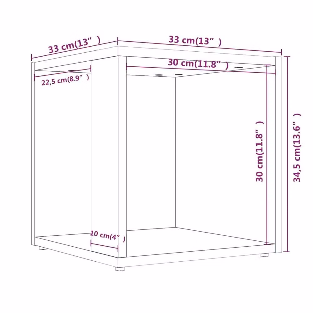 Berkfield Home Grey Sonoma Side Table, W/D/H: 33 x 33 x 34.5 cm – 3