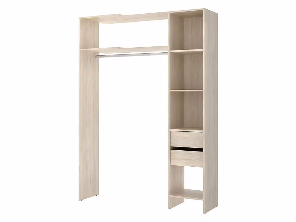 Vente-unique Extendable Corner Wardrobe in Light Oak and Grey with Roll Shutter and Integrated Drawers, H 205 x W 164-214 x D 141 cm – 3
